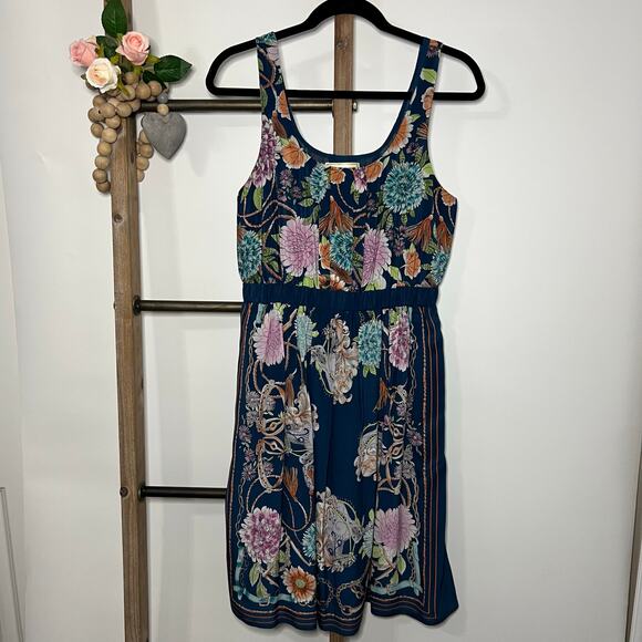 Moulinette Soeurs Mable Blue‎ Floral Silk Dress Size Small - Picture 2 of 8